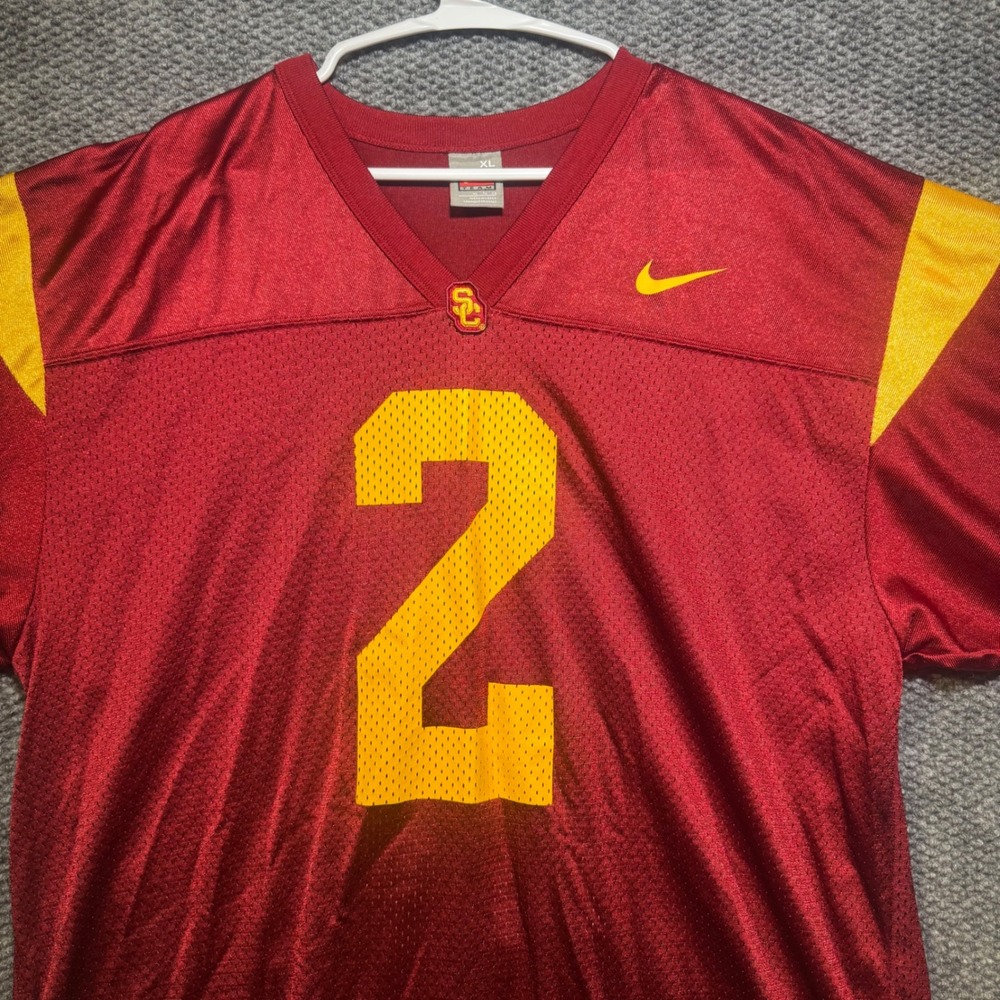 Nike USC Trojans Football Jersey Mens XL Cardinal Red Gold Number 2 Mesh NCAA